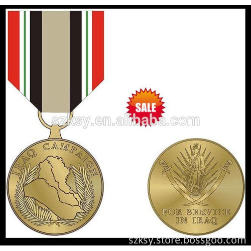 Custom metal military medal with ribbon